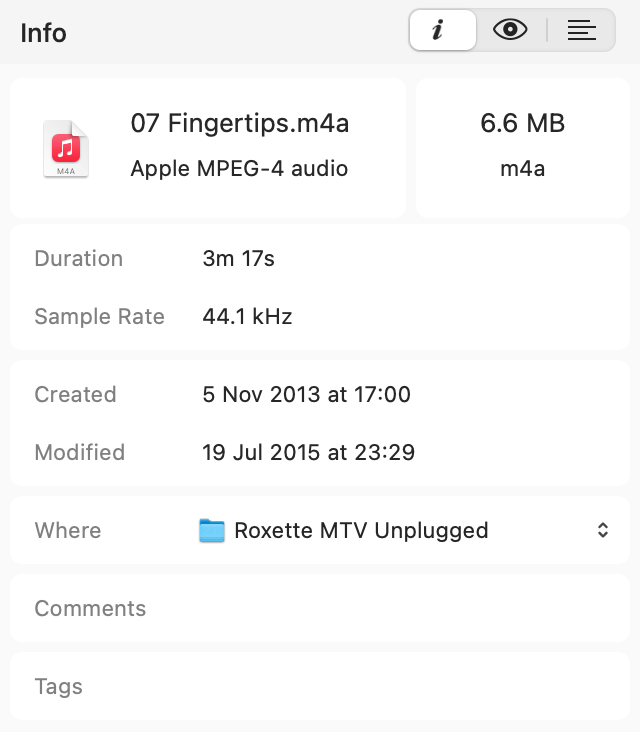 Screenshot: View file info and size