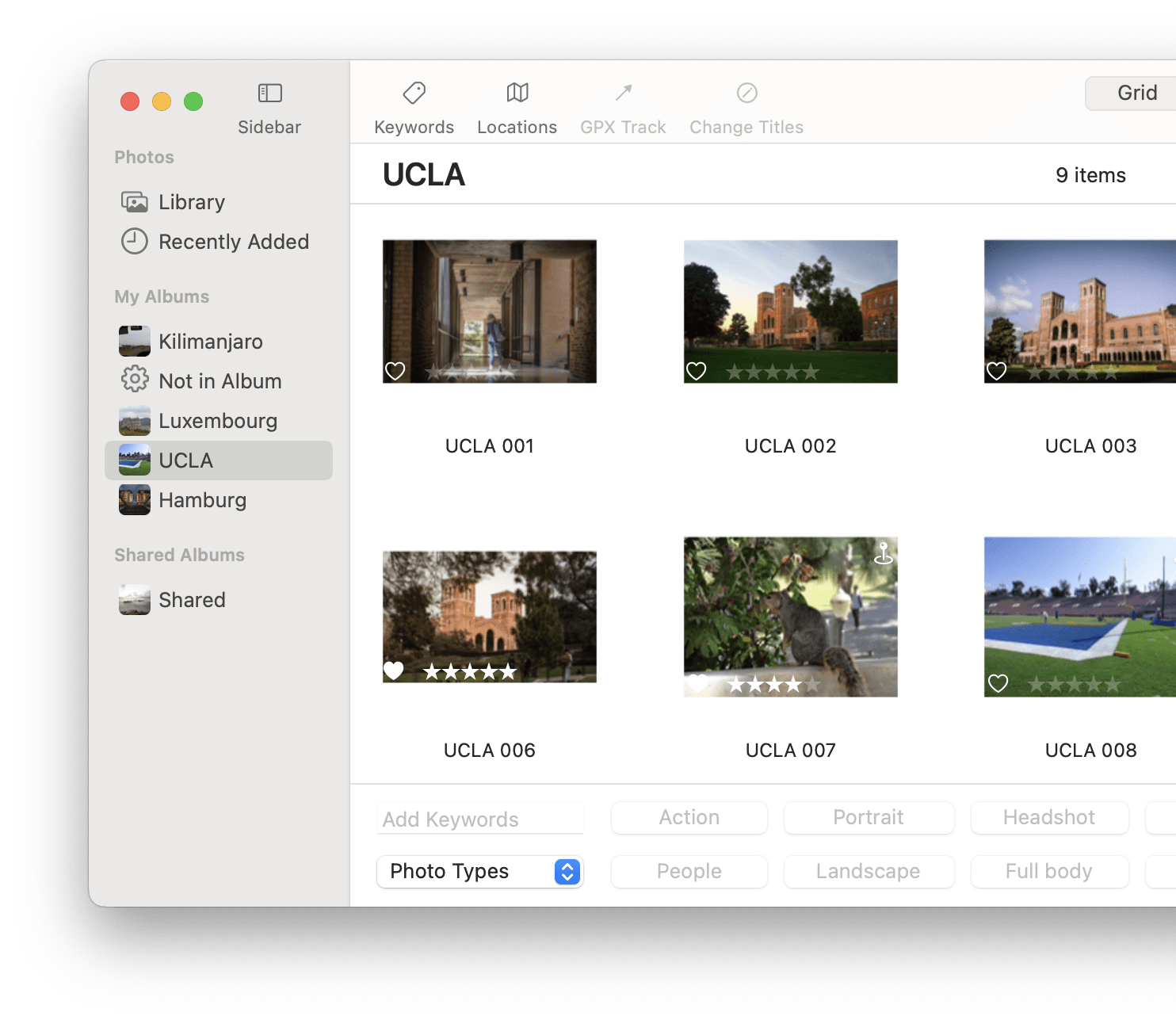 Screenshot: Photos Workbench. Organize, Rate, and Compare your Photos